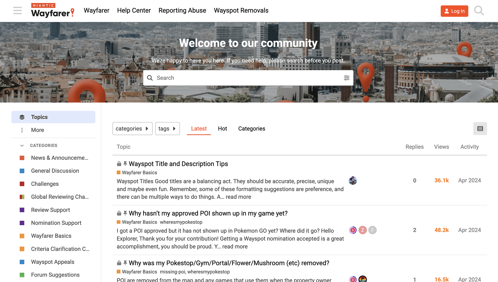 Niantic Wayfarer community forum screenshot