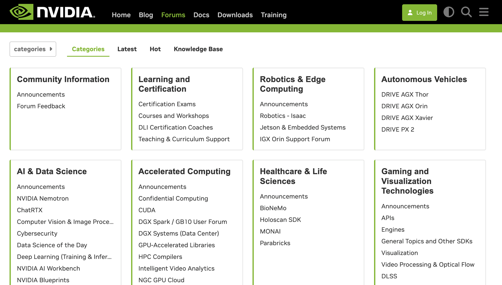 Nvidia community forum screenshot